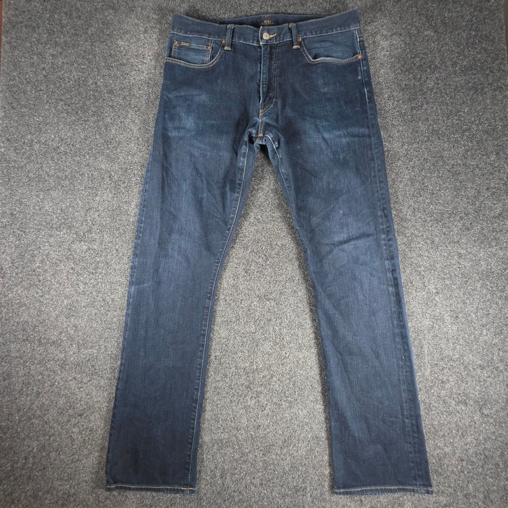 Polo Ralph Lauren Varick Slim Straight Jeans Mens 34x34 Dark Wash Stretch Denim